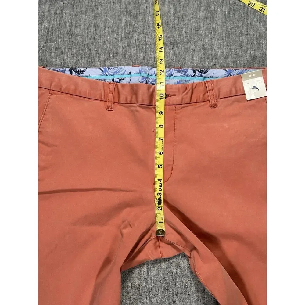 Tommy Bahama Boracay Pants Mens 35x32 Coral Orange Stretch Beachy Resort Wear